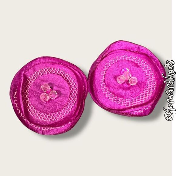 Hand Crafted Accessories - Bundle Sale 3 for $15 | Handmade Pink Satin & Mesh Flower Shoe Clips